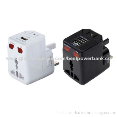 New Brand CE/RoHS/FCC/SGS 2 USB Ports Multi Nation Universal Power Adapters, UK/US/AU/EU Multi-plug